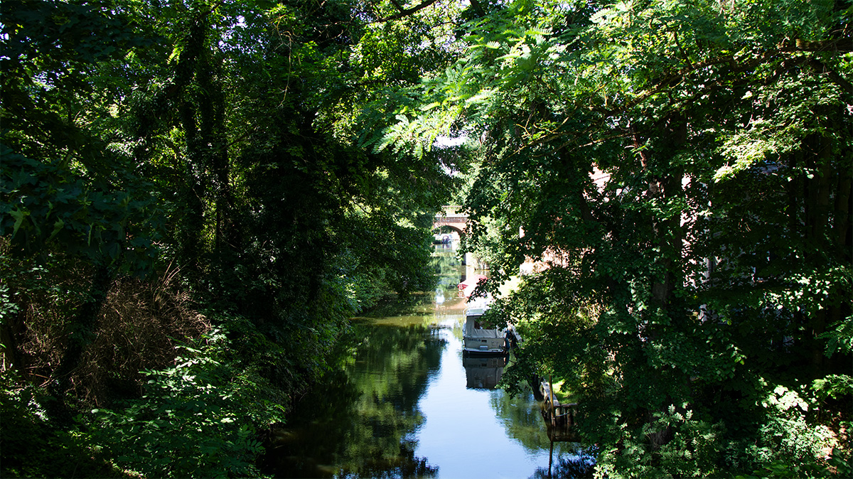 Vielitzkanal in Lindow (Mark) in Brandenburg mit ruhigem Wasser, naturnahen Ufern und Bedeutung als Angelgewässer für Hecht und Flussbarsch.